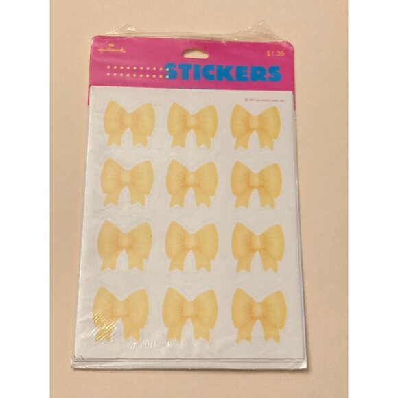 Vintage 1991 HALLMARK Stickers YELLOW Dress-Up Bows RIBBONS Sealed Pack 4 Sheets - Picture 1 of 4